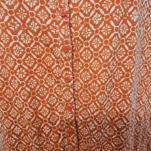 Lauren Ralph Lauren Orange Geometric Peasant Blouse Boho Prairie L - Picture 5 of 12